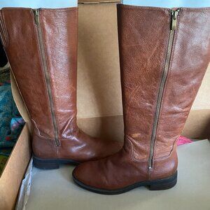 Enzo Angiolini Women's Shobi Wide Calf Riding Boot Dark Natural Leather Sz 10M